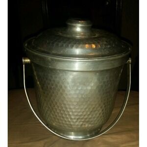 Vintage hammered aluminum ice bucket Made in Italy lid